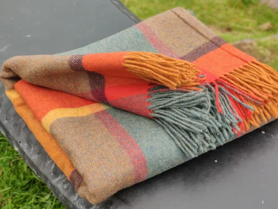 Orange Green Yellow Supersoft Lambswool Blanket