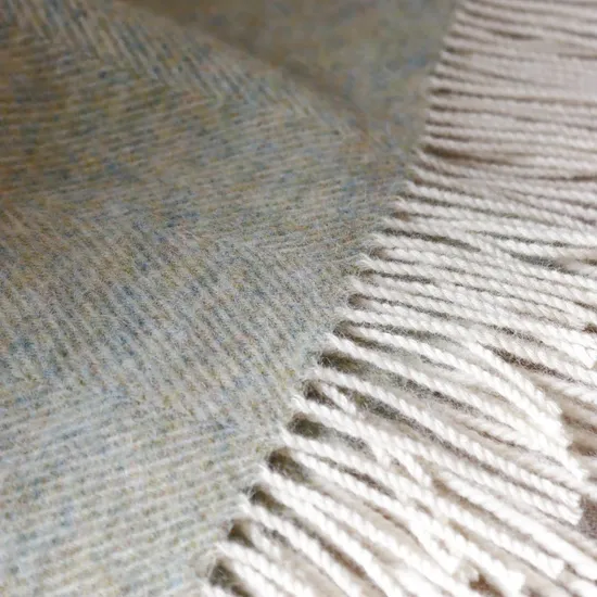 Pale Sage Green Herringbone Wool Blanket