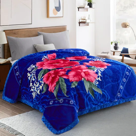 Polyester Warm Soft Autumn and Winter Printed Raschel Blanket