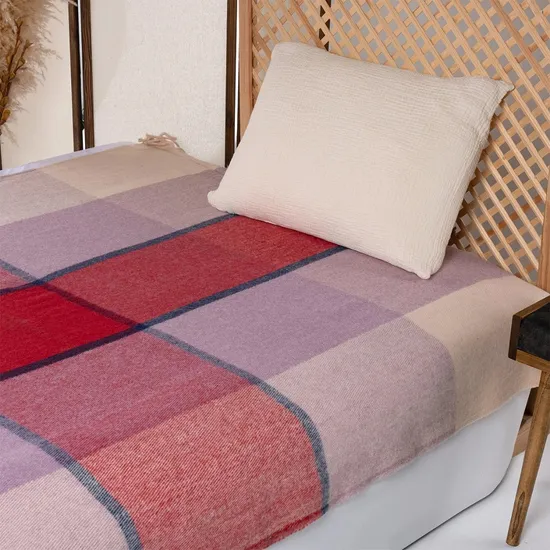 Queen Soft Merino Wool Plaid Wool Blanket for Bed