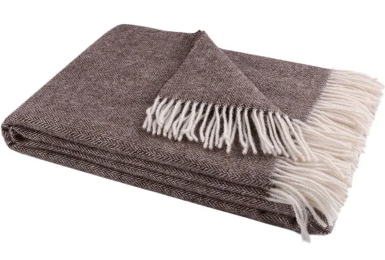 Solid Color Herringbone Pure Wool Blanket