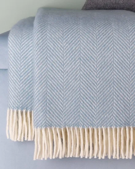 Solid Color Soft Warm Herringbone Wool Blanket