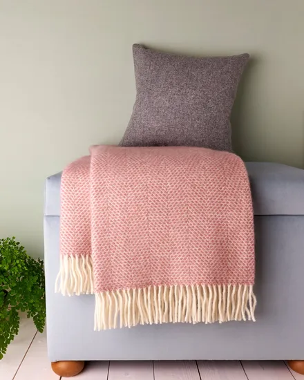 Solid Color Soft Warm Herringbone Wool Blanket