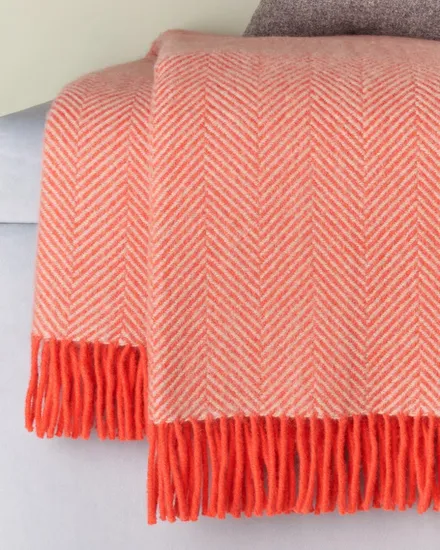 Solid Color Soft Warm Herringbone Wool Blanket