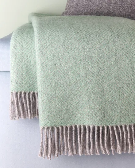 Solid Color Soft Warm Herringbone Wool Blanket