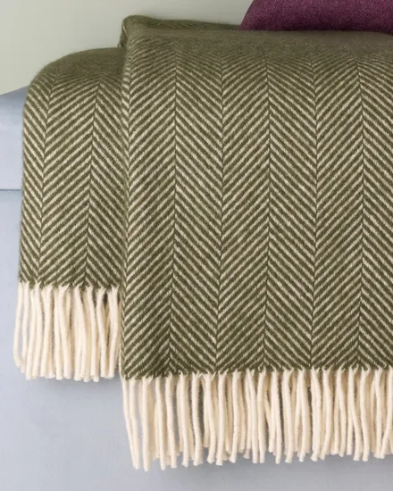 Solid Color Soft Warm Herringbone Wool Blanket