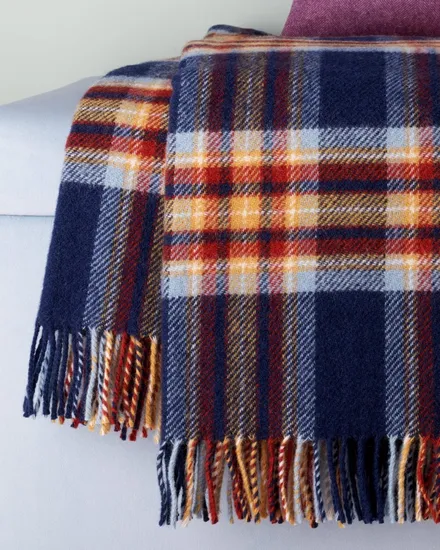 Tweedmill Navy Bannockbane Tartan Wool Blanket