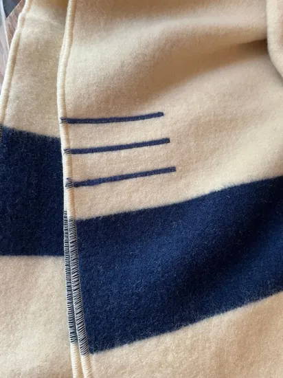 White Striped Warm Merino Wool Blanket