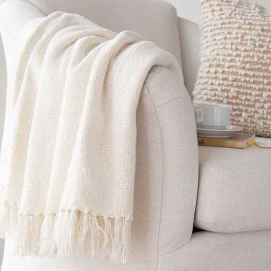 White Shearling Soft Touch Wool Blanket for Bedding