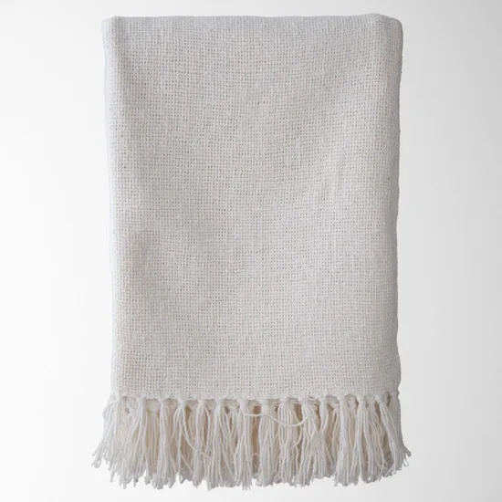 White Shearling Soft Touch Wool Blanket for Bedding