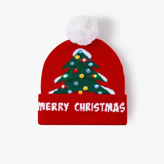 Adults Kids LED Christmas Beanies with Lights Hat