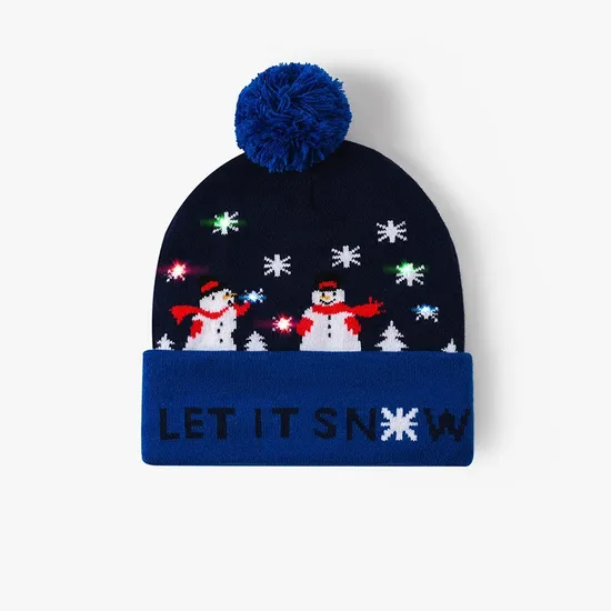 Adults Kids LED Christmas Beanies with Lights Hat