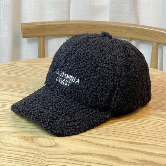 Best Selling Autumn and Winter Solid Color Lamb Wool Warm Baseball Cap Customize Logo Peaked Cap