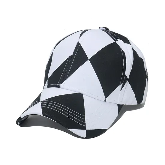 Classic Plaid Print Cotton Red-Black Checkered Baseball Caps