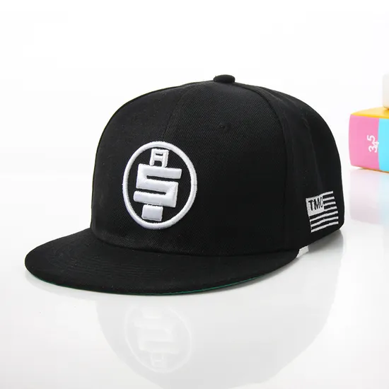 Custom Black Acrylic with Flat Embroidery Logo Snapback Cap