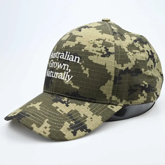 Custom Camo 6 Panel Structured Green Camouflage Colour Baseball Caps Hat