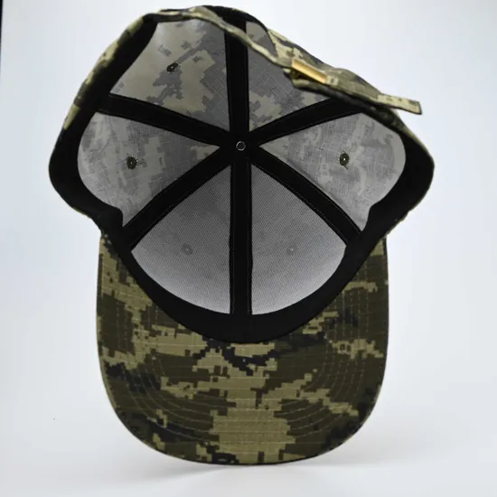 Custom Camo 6 Panel Structured Green Camouflage Colour Baseball Caps Hat