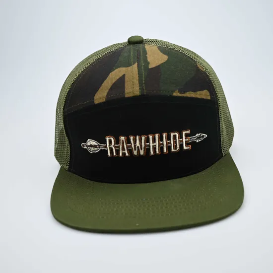 Custom Camo Trucker Hat Embroidered Logo 7 Panel Snapback Caps Hat