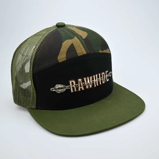 Custom Camo Trucker Hat Embroidered Logo 7 Panel Snapback Caps Hat