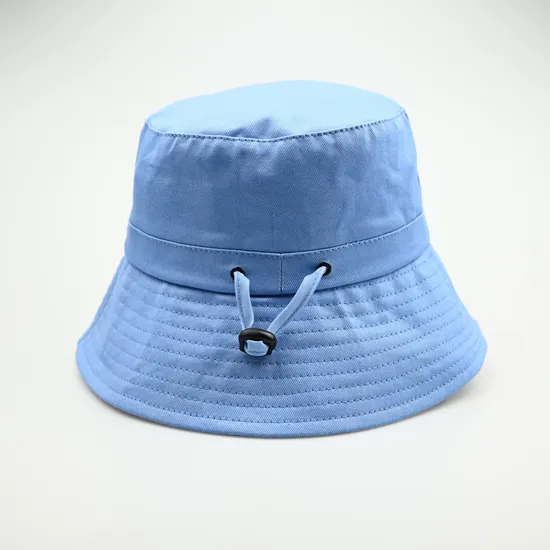 Custom Embroidered Private Label Wide Brim Bucket Hat Plain Sun Protection Fisherman Cap with String