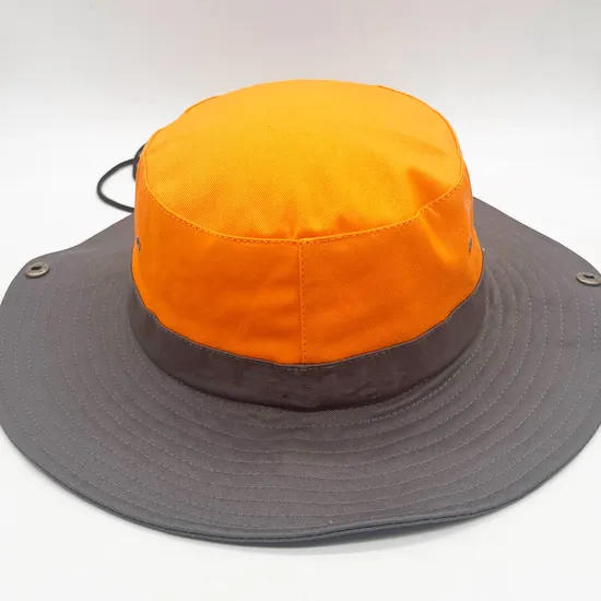 Custom Embroidery Outdoor Sunshade Fisherman Cap Fishing Hiking Wide Brim Bucket Hats with String