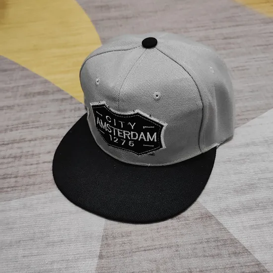 Custom Embroidery Patch Logo Gray Outdoor Snapback Cap