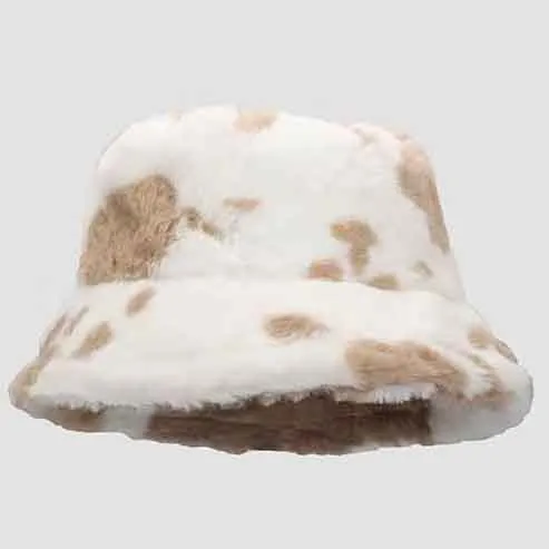 Custom Faux Fur Plush Winter Yellow Bucket Hat