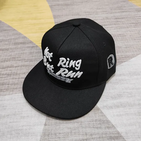 Custom Hip Hop Text Logo Black Snapback Cap