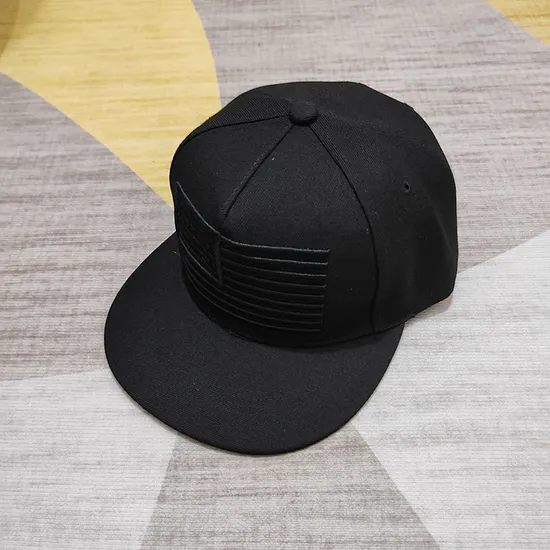 Custom Leather Patch Logo Black Snapback Cap