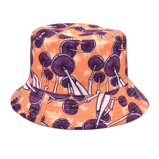 Custom Mushrooms Design Print Black Bucket Hat