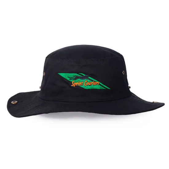 Custom Printed Logo 100% Cotton Summer Outdoor Flat Top Wide Brim Fisherman Camo Bucket Hat with String