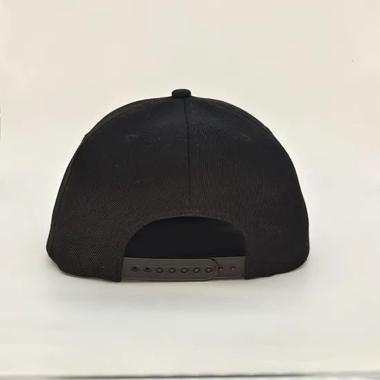 Custom Thick 3D Embroidery Logo Black Snapback Cap