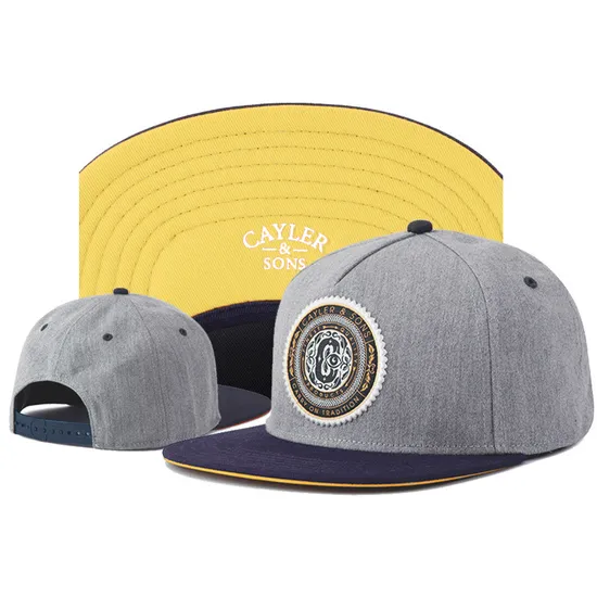 Custom Woven Tag Label Logo Gray Snapback Cap