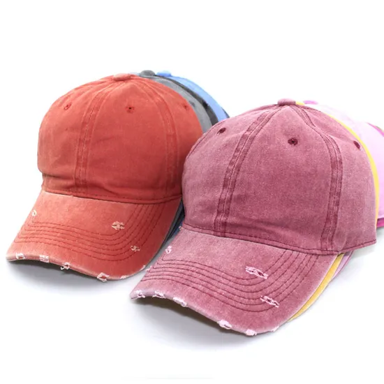 High Quality 6 Panel Caps Blank Wash Dad Hat Retro Vintage Cotton Washed Sports Caps Adjustable Unstructured Dad Hat