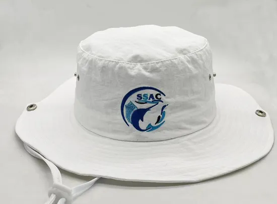 High Quality Custom Embroidery Logo Outdoor Fisherman Hat Big Brim Plain Boonie Hat Custom Nylon Bucket Hats with String