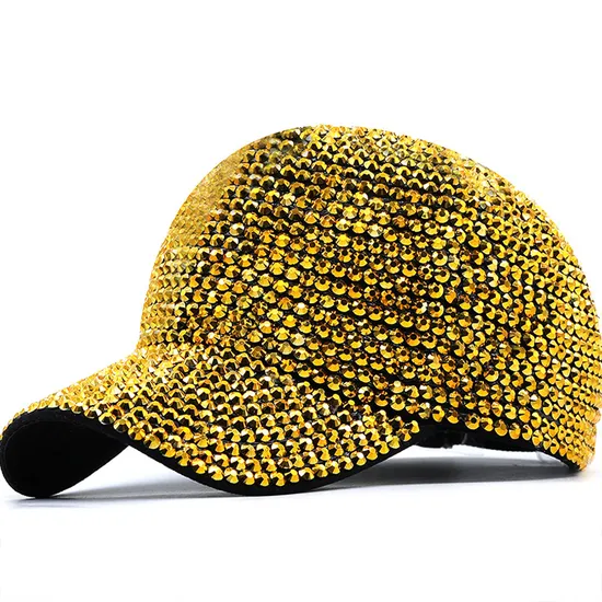 Hot Selling Rhinestone Women Baseball Hat Blue River CZ Diamond See Shell Plain Outdoor Sport Cap