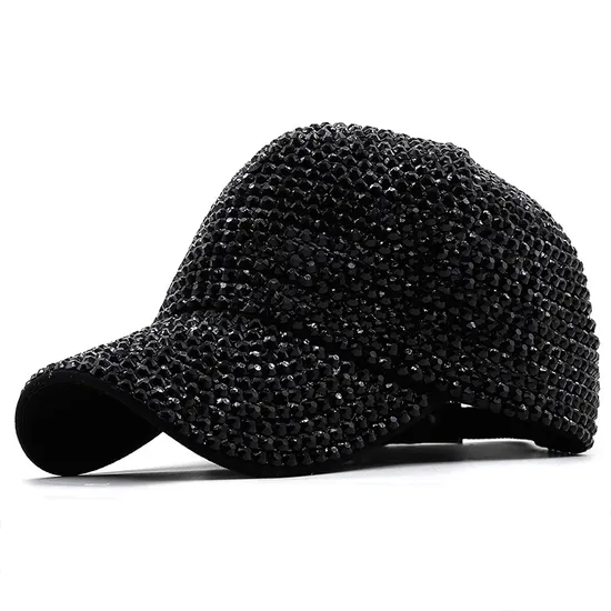 Hot Selling Rhinestone Women Baseball Hat Blue River CZ Diamond See Shell Plain Outdoor Sport Cap