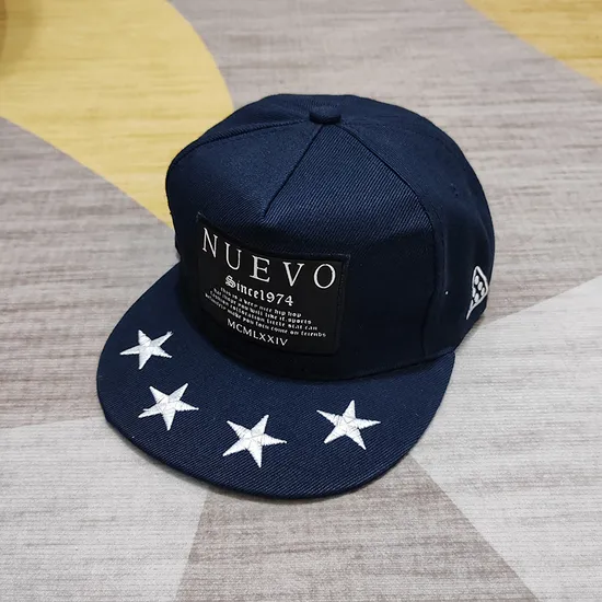 OEM High Quality Woven Tag Label Dark Blue Snapback Cap