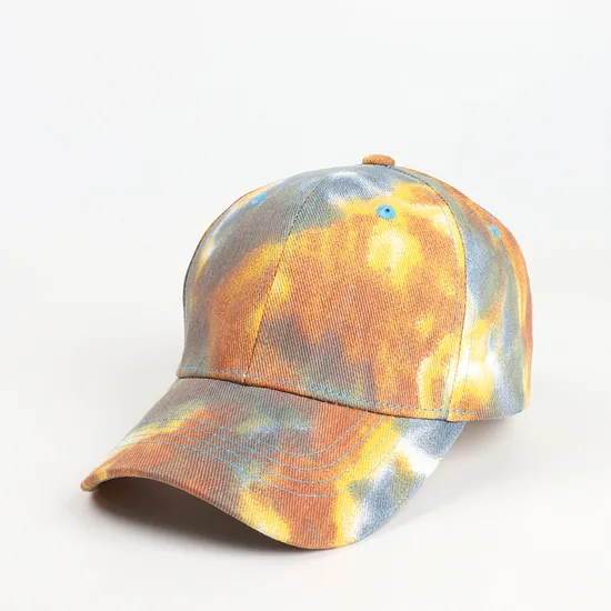 Summer Spring Sport Printing Tie Die Cotton Open Cross Ponytail Hat Colorful Dyeing Graffiti Shade Sun Protection Baseball Cap