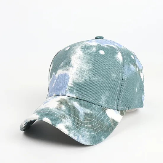 Summer Spring Sport Printing Tie Die Cotton Open Cross Ponytail Hat Colorful Dyeing Graffiti Shade Sun Protection Baseball Cap