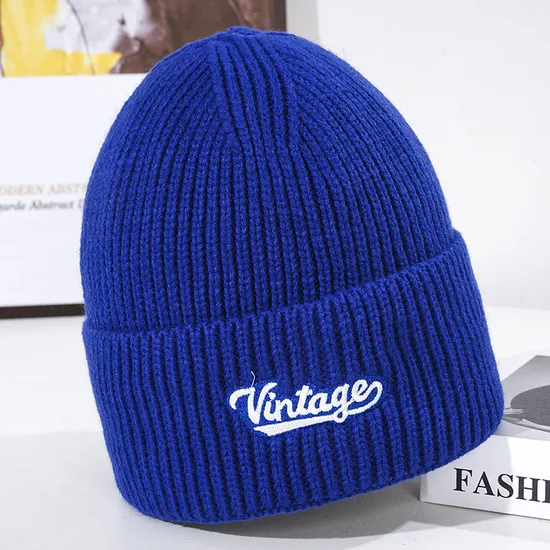 Wholesale Custom Embroidery Logo Gray Knitted Hats Beanie