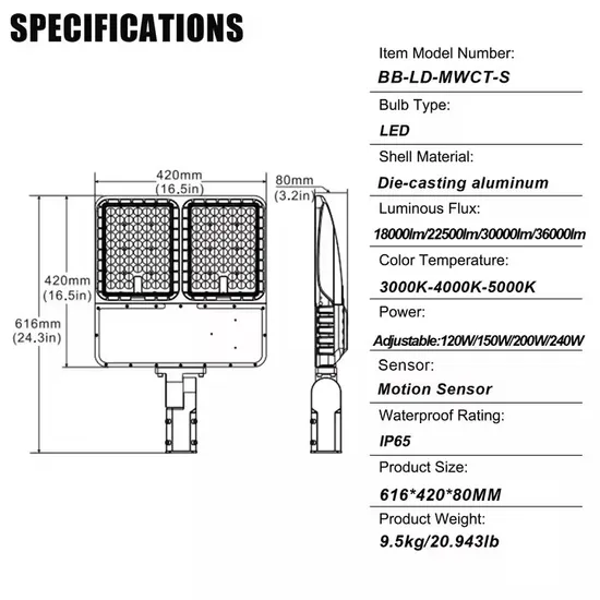 Waterproof IP65 High Lumen Outdoor LED Street Lights