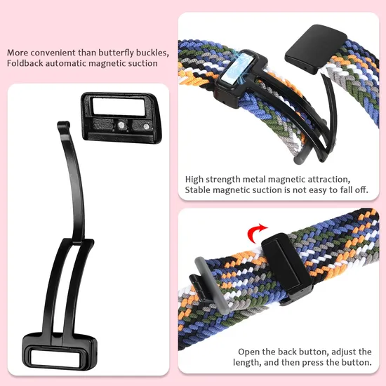 2024 durable nylon watch band magnetic foldable clasp custom watch strap for Kids Elderly GPS Tracker Watch NS03