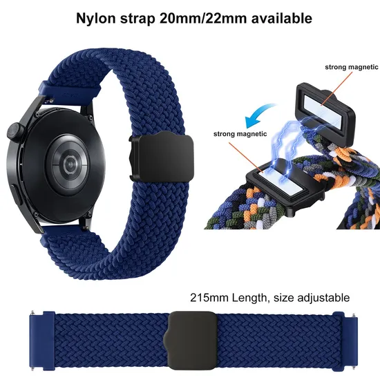 Gorgeous women men Nylon elastic watch band 22mm 20mm Magnetic Clasp watch strap for GPS Watches NS05