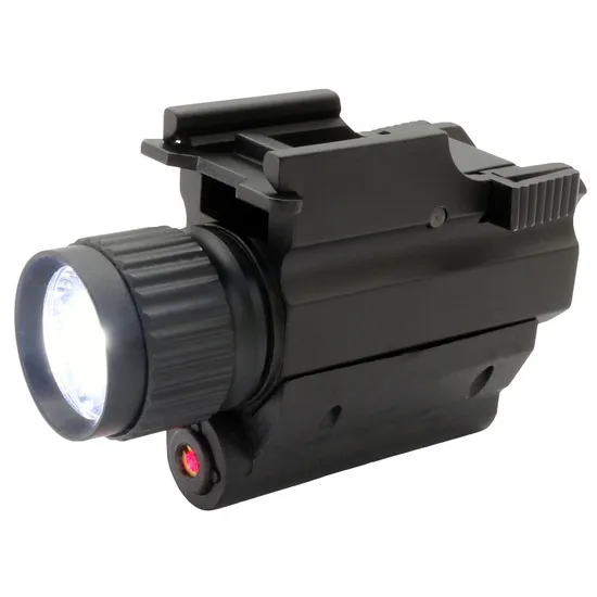 Compact Tactical Gun Mounted Flashlight with Red Laser