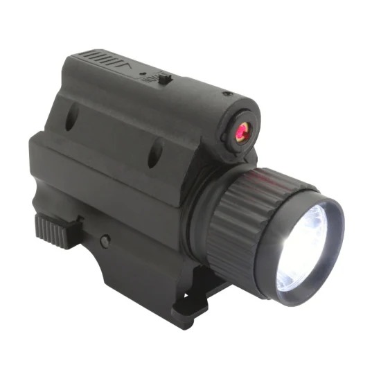 Compact Tactical Gun Mounted Flashlight with Red Laser