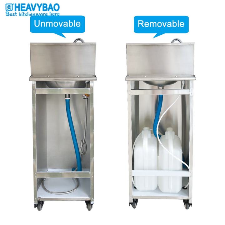Heavybao Commercial Stainless Steel Basin Hands Free Foot Operated Hand Wash Sink Efficient Manufacturing Outlet