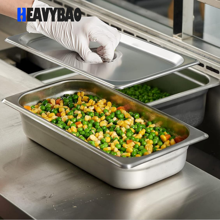 Heavybao Commercial Stainless Steel GN Pan for Buffet Anti-Jam Steam Table Pan for Hotel Restaurant Canteen