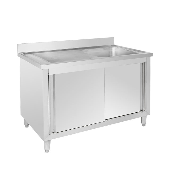 Heavybao Commercial Stainless Steel Kitchen Cabinets Sink Stainless Steel 201/304 Workbench Sink Restaurant Sink Cabinet Bulk Wholesale Chain