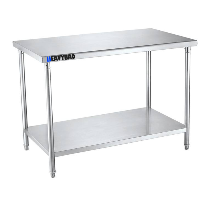 Heavybao Commercial Stainless Steel Restaurant Working Table With Undershelf and Adjustable Feet Bulk Orders